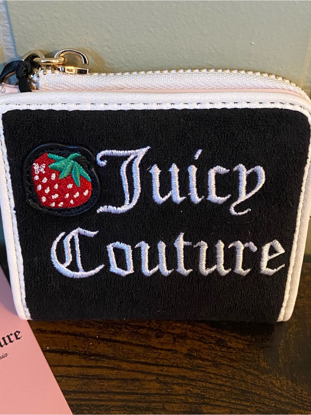 Juicy Couture Black Strawberry Zip Wallet NWT - Picture 3 of 8